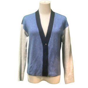 Talbots Petites Blue Colorblock Open Front Cardigan Size S/P